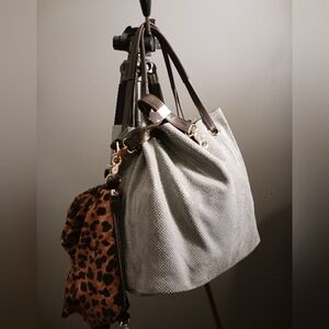 NWT MARNI gray suede snakeskin with detachable inner bag and crossbody strap.